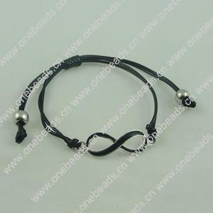 Fashion Bracelet, Cotton cord & zinc alloy findings, Length:adjustable, Sold by Dozen