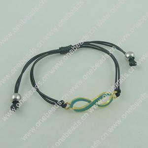 Fashion Bracelet, Cotton cord & zinc alloy findings, Length:adjustable, Sold by Dozen