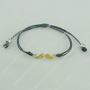 Fashion Bracelet, Cotton cord & zinc alloy findings, Length:adjustable, Sold by Dozen