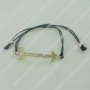 Fashion Bracelet, Cotton cord & zinc alloy findings, Length:adjustable, Sold by Dozen