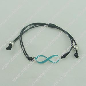 Fashion Bracelet, Cotton cord & zinc alloy findings, Length:adjustable, Sold by Dozen