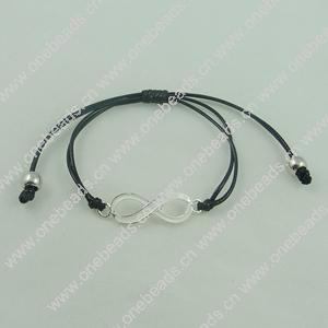 Fashion Bracelet, Cotton cord & zinc alloy findings, Length:adjustable, Sold by Dozen