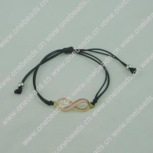 Fashion Bracelet, Cotton cord & zinc alloy findings, Length:adjustable, Sold by Dozen