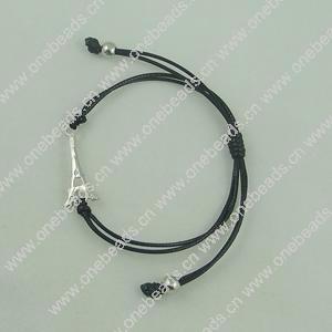 Fashion Bracelet, Cotton cord & zinc alloy findings, Length:adjustable, Sold by Dozen