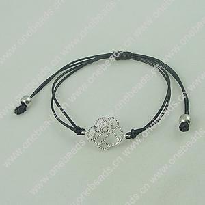 Fashion Bracelet, Cotton cord & zinc alloy findings, Length:adjustable, Sold by Dozen