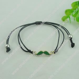 Fashion Bracelet, Cotton cord & zinc alloy findings, Length:adjustable, Sold by Dozen