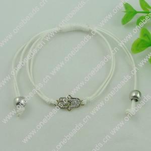 Fashion Bracelet, Cotton cord & zinc alloy findings, Length:adjustable, Sold by Dozen