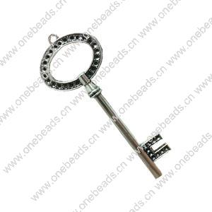 Pendant. Fashion Zinc Alloy jewelry findings. Key 80x30mm. Sold by Bag