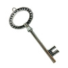Pendant. Fashion Zinc Alloy jewelry findings. Key 80x30mm. Sold by Bag
