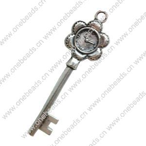 Pendant. Fashion Zinc Alloy jewelry findings. Key 6x20mm. Sold by Bag