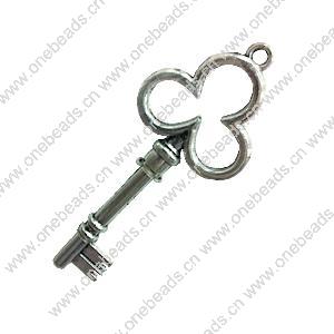 Pendant. Fashion Zinc Alloy jewelry findings. Key 75x28mm. Sold by Bag