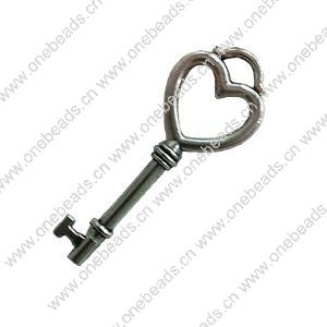 Pendant. Fashion Zinc Alloy jewelry findings. Key 55x20mm. Sold by Bag