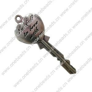 Pendant. Fashion Zinc Alloy jewelry findings. Key 55x25mm. Sold by Bag