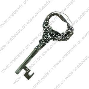 Pendant. Fashion Zinc Alloy jewelry findings. Key 60x20mm. Sold by Bag