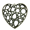 Pendant. Fashion Zinc Alloy jewelry findings. Heart 60x60mm. Sold by PC
