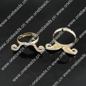 Zinc Alloy Enamel Finger Rings with crystal, Sold by pc