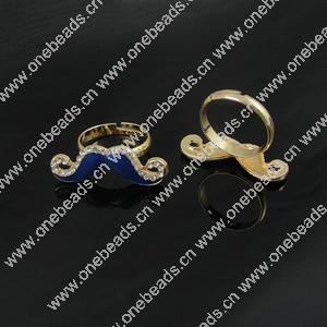 Zinc Alloy Enamel Finger Rings with crystal, Sold by pc