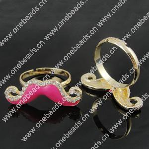 Zinc Alloy Enamel Finger Rings with crystal, Sold by pc