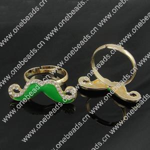 Zinc Alloy Enamel Finger Rings with crystal, Sold by pc