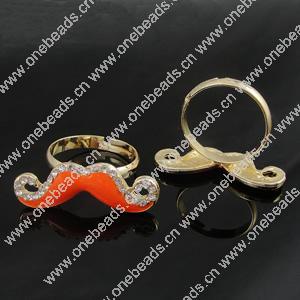 Zinc Alloy Enamel Finger Rings with crystal, Sold by pc