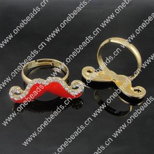 Zinc Alloy Enamel Finger Rings with crystal, Sold by pc