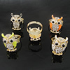 Zinc Alloy Enamel Finger Rings with crystal, Sold by Box
