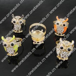 Zinc Alloy Enamel Finger Rings with crystal, Sold by Box
