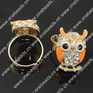 Zinc Alloy Enamel Finger Rings with crystal, Sold by pc