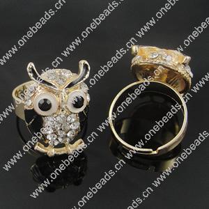 Zinc Alloy Enamel Finger Rings with crystal, Sold by pc