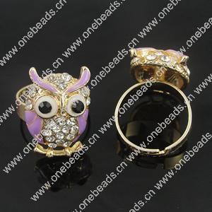 Zinc Alloy Enamel Finger Rings with crystal, Sold by pc