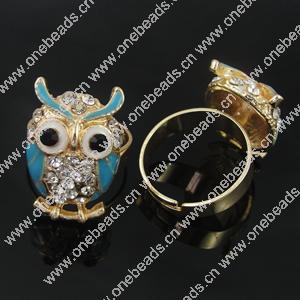 Zinc Alloy Enamel Finger Rings with crystal, Sold by pc