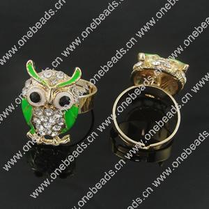 Zinc Alloy Enamel Finger Rings with crystal, Sold by pc