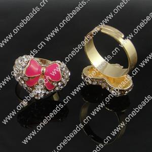 Zinc Alloy Enamel Finger Rings with crystal, Sold by pc