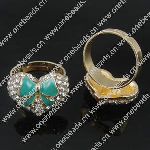 Zinc Alloy Enamel Finger Rings with crystal, Sold by pc