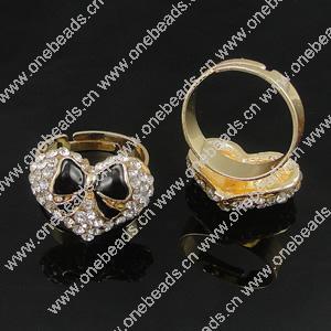 Zinc Alloy Enamel Finger Rings with crystal, Sold by pc