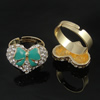 Zinc Alloy Enamel Finger Rings with crystal, Sold by pc
