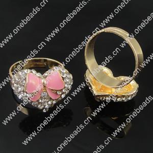 Zinc Alloy Enamel Finger Rings with crystal, Sold by pc