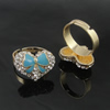 Zinc Alloy Enamel Finger Rings with crystal, Sold by pc
