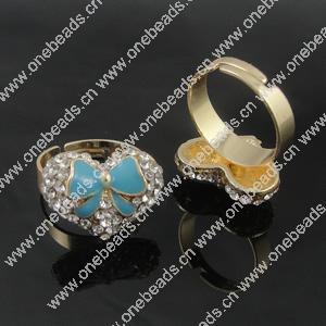 Zinc Alloy Enamel Finger Rings with crystal, Sold by pc