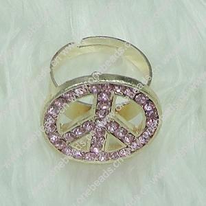 Zinc Alloy Finger Rings with crystal, Sold by PC