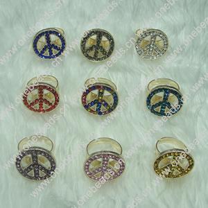 Zinc Alloy Finger Rings with crystal, Sold by Box