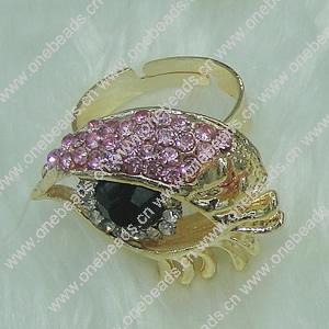 Zinc Alloy Finger Rings with crystal, Sold by PC