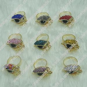 Zinc Alloy Finger Rings with crystal, Sold by Box