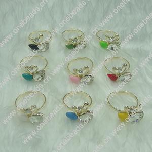 Zinc Alloy Finger Rings with crystal, Sold by Box