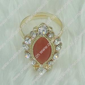 Zinc Alloy Finger Rings with crystal, Sold by PC