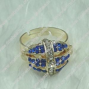 Zinc Alloy Finger Rings with crystal, Sold by PC