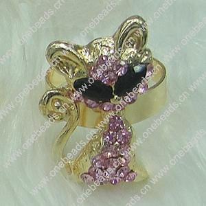 Zinc Alloy Finger Rings with crystal, Sold by PC