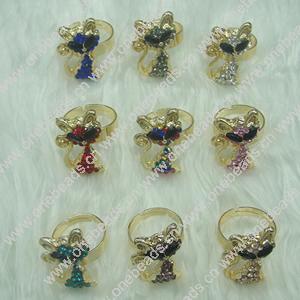 Zinc Alloy Finger Rings with crystal, Sold by Box