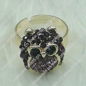 Zinc Alloy Finger Rings with crystal, Sold by PC