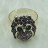 Zinc Alloy Finger Rings with crystal, Sold by PC
